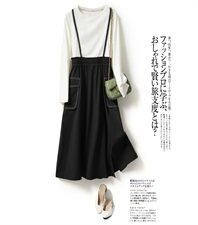 时尚百搭长袖连衣裙显瘦修身红色黑色拼接设计，女装连衣裙，笃写