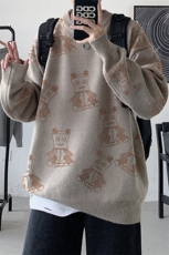 1港风新款宽松休闲中性情侣潮流印花毛衣男外套7926P58加绒P70，男装针织衫/毛衣，星座226-2