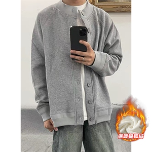 薄款改加绒特批P40无差价抖音保暖大码开衫外套男W2338J加绒图片