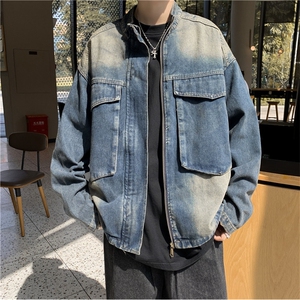 美式复古水洗做旧牛仔外套男新款宽松牛仔夹克上衣潮JK0215-P75图片