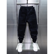 1506-1/KT11341/P53潮流男士黑灰色牛仔裤弹力拼接束脚休闲裤百搭，男装牛仔裤，星座1506-1