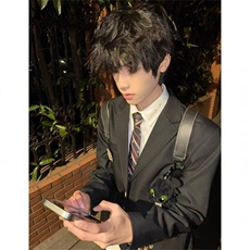 制服男徽章黑色西装外套男日系复古高级感学院风休闲西服潮，男装西服，星座506A