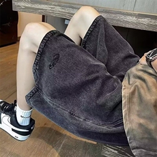 街头水洗做旧牛仔短裤男夏季潮牌宽松休闲五分裤子D228-P42，男装牛仔裤，星座1001-1