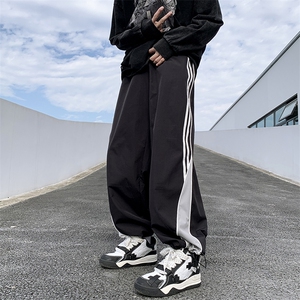 美式炸街裤子宽松bf慵懒风设计高级感运动裤拼接长裤情侣MK22-P40图片