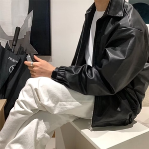 A128-P58 美式复古高级感皮衣外套男士春秋季2025新款潮牌图片