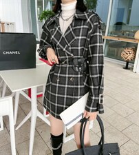 现代风格子大衣，其它，依芙恩