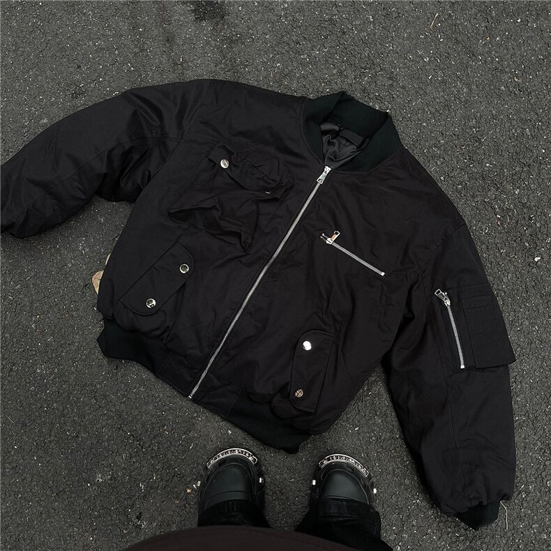 美式飞行员夹克棉服工装外套廓形高级感棉衣bomberLF984P115,男装夹克,电商D256-2(原A064-2)