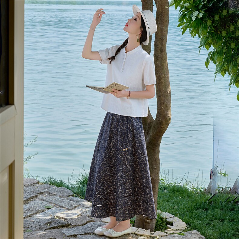 8366时尚刺绣上衣+碎花半身裙（可分开购买）,女装套装/套裙,倪叶myz