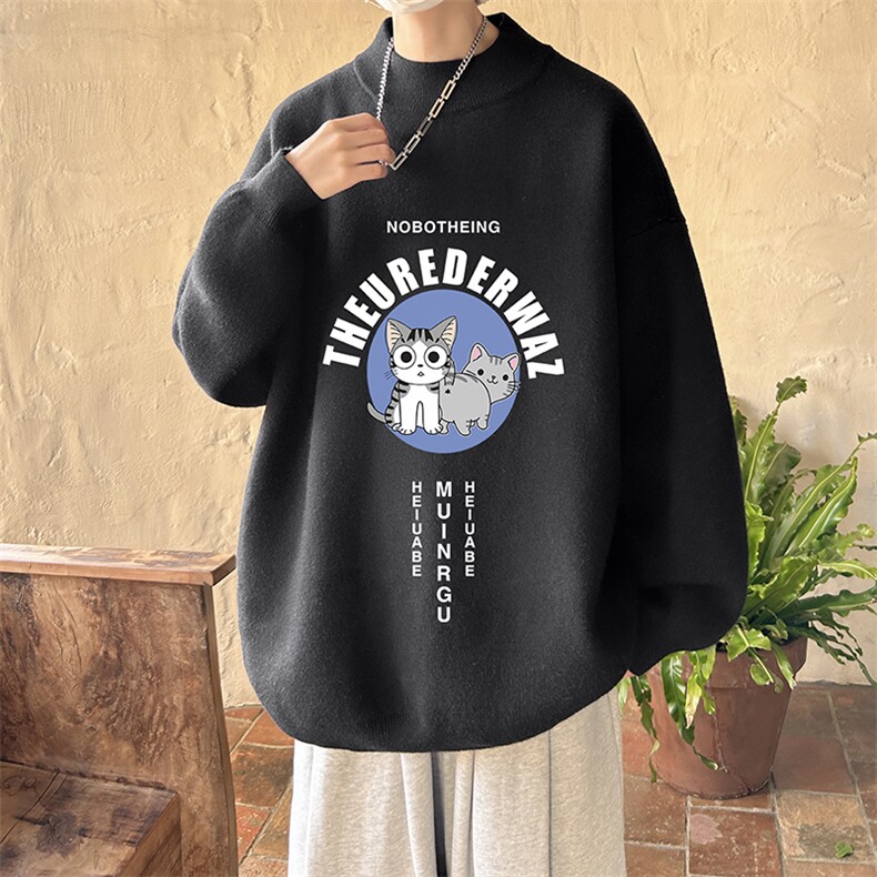 控68半高领毛衣男士大码针织衫男毛线衣男 M18160-P45 加绒款-P65图片