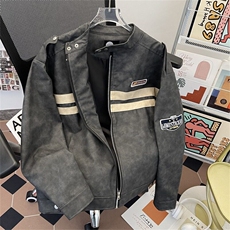 春秋季美式条纹夹克外套机车服男女街头痞帅百搭休闲J205-P78，男装夹克，星座1109-3