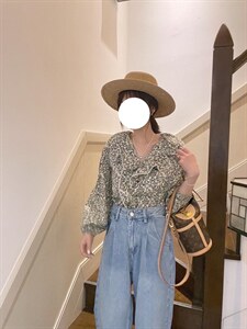 现货春季新款花边领碎花衬衣图片