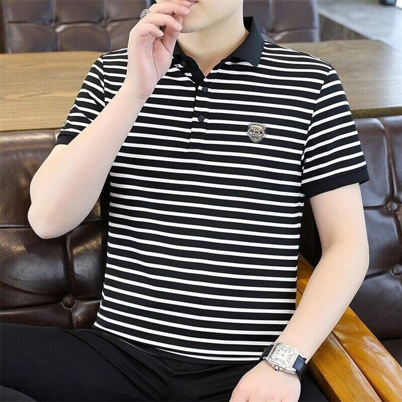 25056-P40夏季时尚休闲条纹短袖T恤男POLO衫,男装T恤,电商D310B-1