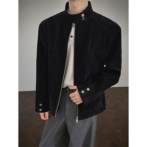 正肩高品质绒皮工艺cleanfit短款机车夹克外套男J5281-特P70图片