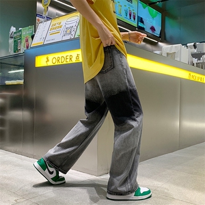潮流撞色扎染渐变宽松休闲直筒裤牛仔裤男N0217-P45图片