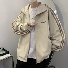 现货2024新款潮牌运动情侣棒球服夹克春季条纹开衫卫衣W7879-P58，男装夹克，星座512-4
