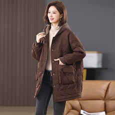 加绒外套女棉衣棉服2024新款冬季加厚夹棉中长款棉袄，女装棉衣/棉服，忆绮罗