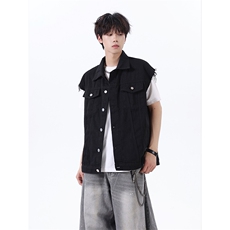 痞帅百搭时尚男女同款上衣外套复古潮流港风宽松休闲马甲HY725P55，男装背心/马甲，电商A102B