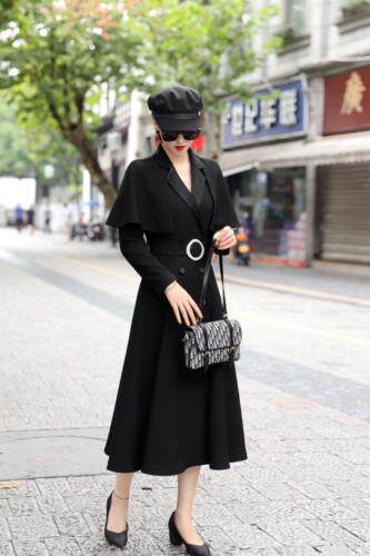 斗篷式可拆卸两穿，风衣裙，女装风衣，澳洛菲