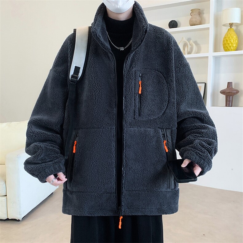 支持二开秋冬颗粒绒外套男女纯色立领加绒加厚羊羔绒棉衣932-P110,男装棉衣,电商A441