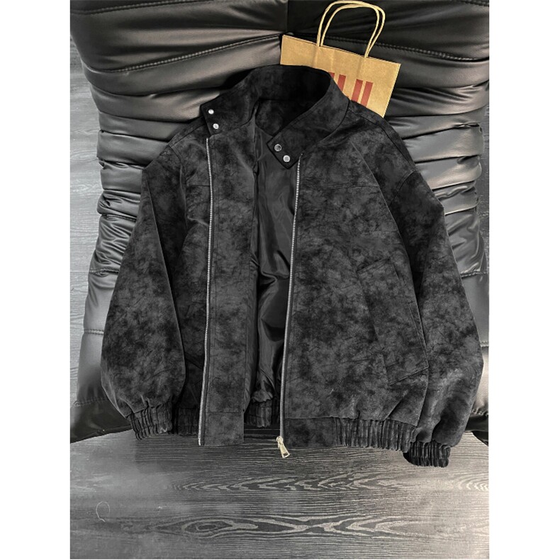 春季抖音得物品质扎染PU皮衣立领雾面皮夹克外套男6153-TP43,男装夹克,星座207