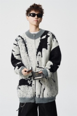 扎染提花针织开衫男拼接撞色渐变毛衣外套男拉链上衣MY1257-P78，男装针织衫/毛衣，电商D206-1
