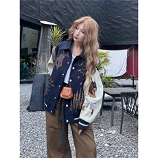 网络图现货美式潮牌新款重工刺绣呢料廓形加棉外套JY8011-P83，女装短外套，星座715-7