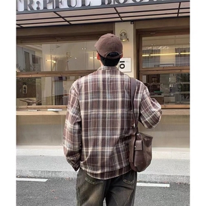 日系慵懒风格子衬衫男春秋季复古小香风长袖衬衣CSA344-P39图片