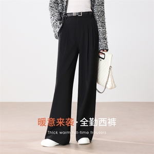 黑色西装阔腿裤女2025夏季新款高腰垂感显瘦休闲裤图片