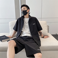 社会风秋纯色刺绣宽松两件套装潮男B297-7727-P105控148，男装休闲套装，电商B297