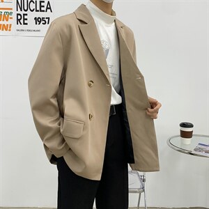 秋季潮流纯色百搭双排扣休闲西服外套1003W109P85,t恤多种风格穿搭图片