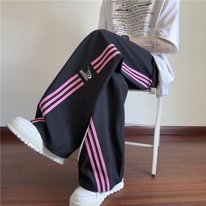 抖音品质新款潮流条纹美式宽松休闲冰丝裤B315-K25643-特p35控68