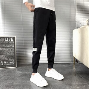 2025秋冬季新款华夫格拼接休闲裤男韩版潮流网红小脚裤L703-P60，男装休闲裤，电商A327