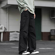 纯棉褶皱多口袋痞帅大码拖地显瘦休闲工装裤男K24091-特P55控108，男装工装外套，电商A001-1