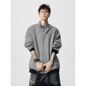 JK2565-特P75控148 98%聚酯纤维2氨纶设计外套男流拉链皮夹克男图片