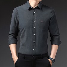 秋季正品纯色衬衫男长袖无痕中年男士爸爸装免烫商务休闲男衬衣，男装衬衫，电商B212（原钱塘6029）