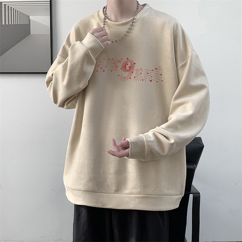 麂皮绒卫衣男大码重磅长袖t恤男JW81442-P35加绒款P45,男装T恤,电商A040