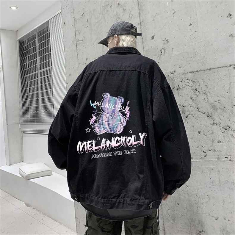 电商DSA028-NZJKV465P70100聚酯春季新款港风牛仔夹克男,男装夹克,电商A028