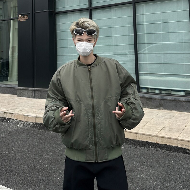 美式高街飞行员棉服男高级感街头痞帅解构廓形加厚棒球领棉衣外套,男装棉衣,星座410-7