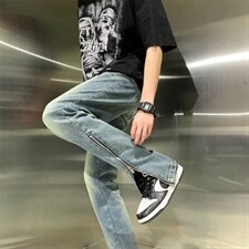 侧开叉牛仔裤长裤春夏2022年新款高腰直筒阔腿裤拖地裤子N8108P42，男装牛仔裤，星座1116-2