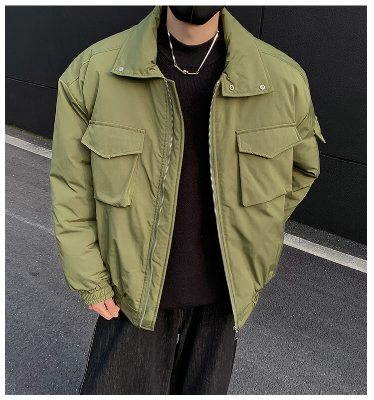 立领拉链夹克棉服男冬季小众多口袋短款工装棉衣休闲加厚外套p98,男装棉衣,电商C307