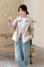 韩版休闲百搭显瘦短款风衣外套女2D075-(P145-K195)，女装风衣，2D075