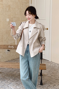 韩版休闲百搭显瘦短款风衣外套女 2D075-(P145-K195)图片