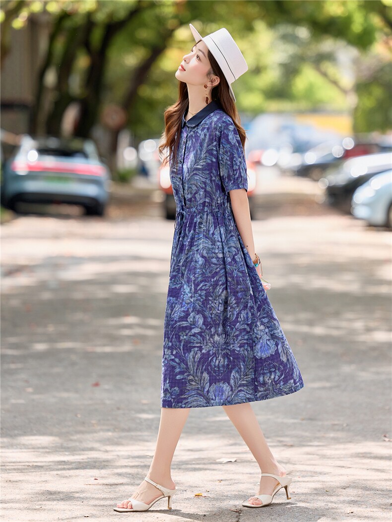 817时尚印花显瘦连衣裙,女装连衣裙,倪叶myz