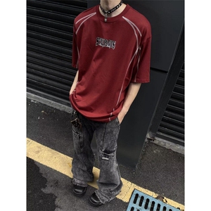 五分袖宽松型青少年简约夏季圆领时尚潮青年凉感速干户外运动T恤图片