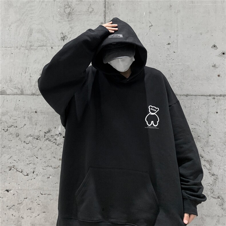 供抖音丶重磅高品棉350克排扣连帽小熊卫衣LW6079-特p58控78,男装卫衣,星座508（原C305）