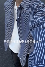 秋季新款条纹衬衫男宽松休闲百搭长袖衬衣外套C2268-特价P45，男装衬衫，电商A007