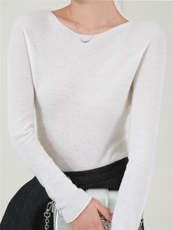 杨子纱100%超细羊毛无缝一字领鱼骨纹，女装针织衫/毛衣，优麦羊绒（原洪叶羊绒）