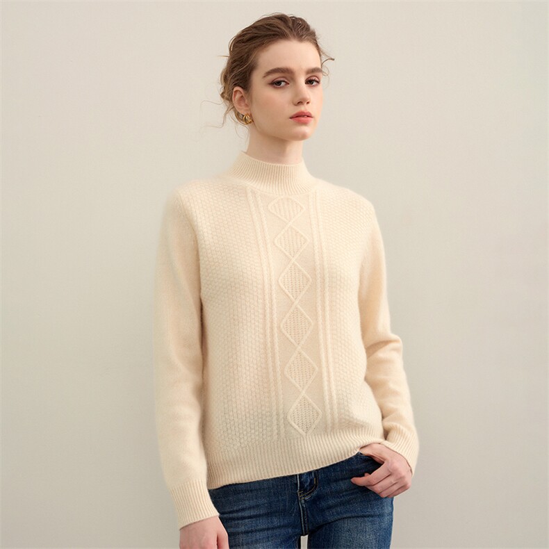 2025年高级感针织衫女宽松毛衣半高领时尚秋冬针织打底衫，女装针织衫/毛衣，蒙莲贝斯