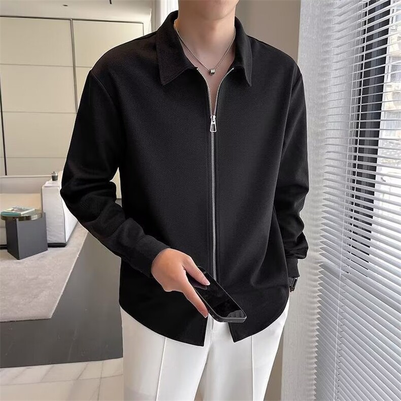 C17-P43高级感衬衫男痞帅炸街上衣设计感小众拉链开衫长袖,男装衬衫,电商B323A