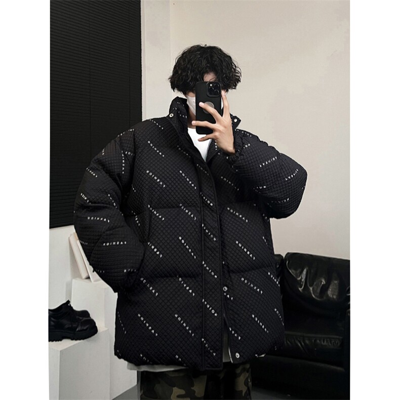 W8205 P125 控158 华夫格印花棉衣冬季棉服外套宽松棉服情侣装男图片